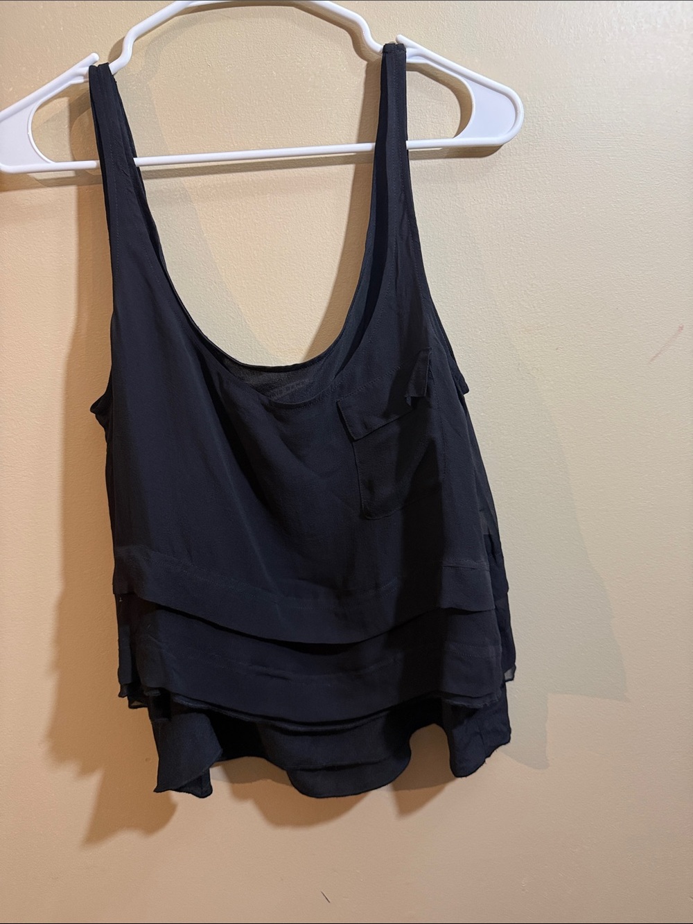 Chris Benz 100% Silk Black Scoop Neck Women’s Tank Top